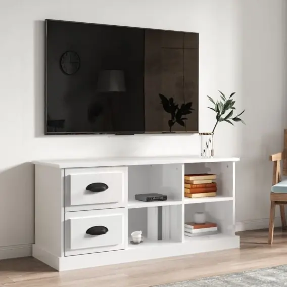 Szafka pod TV, wysoki połysk, biała, 102x35,5x47,5 cm Lumarko! - Hurtownia wielobranżowa Lumarko Tylko dziś